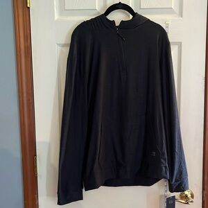 NWT-layer 8-L-Black Heather- quarter zip, long sleeve, lightweight, hooded shirt
